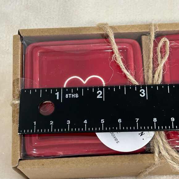 Rae Dunn Jewelry Boxes Red Set of 2 Embossed Artisan Collection by Magenta - Picture 6 of 6